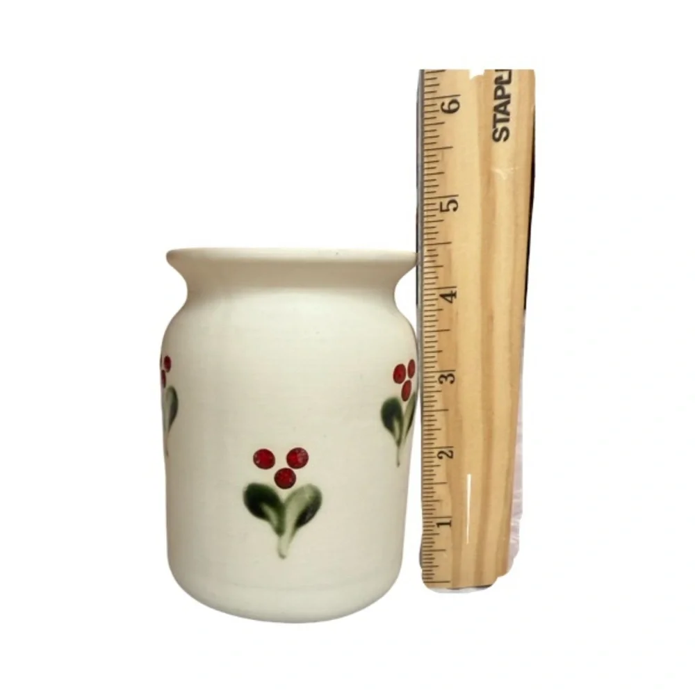 Vintage Gabriel Sweden Stengods Pottery Vase Handpainted Leaves and Berries